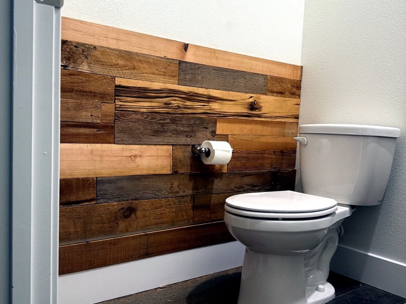 Reclaimed wood shiplap accent wall installation, Las Vegas